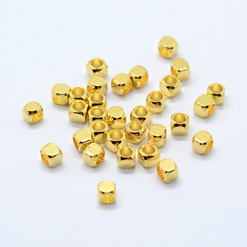 Cube Brass Spacer Beads, , Golden, 3x3x3mm, Hole: 2mm