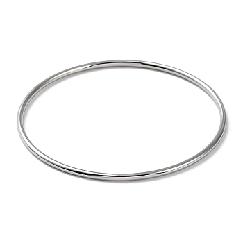 304 Stainless Steel Simple Plain Bangle for Women, Stainless Steel Color, Inner Diameter: 2-1/8 inch(5.5cm)