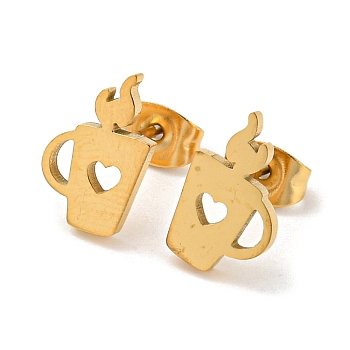 Golden 304 Stainless Steel Stud Earrings for Women, Drink, 12x7.5mm