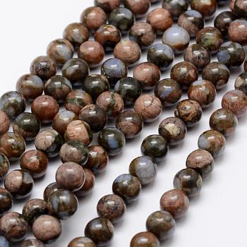 Natural Glaucophane Beads Strands, Round, 8~9mm, Hole: 1mm, about 47pcs/strand, 15.1 inch