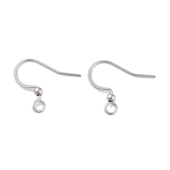 316 Surgical Stainless Steel Earring Hooks, Ear Wire, with Horizontal Loop, Stainless Steel Color, 16x2mm, Hole: 2mm, Pin: 18x0.5mm