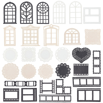 3 Bags 3 Styles Vintage Cutout Lace Scrapbook Paper Pads, Double-Sided Paper Pad for Scrapbooking Supplies Frames, Rectangel & Window & Round, Mixed Shapes, Mixed Patterns, 27~80x27~61x0.2mm, 20pcs/bag, 1 bag/style