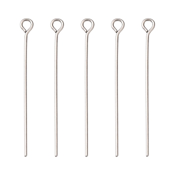 304 Stainless Steel Eye Pin, Stainless Steel Color, 35x0.7mm, Hole: 2mm