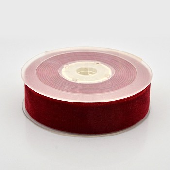 Polyester Velvet Ribbon for Gift Packing and Festival Decoration, Dark Red, 1 inch(26mm), about 25yards/roll(22.86m/roll)