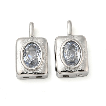 304 Stainless Steel Pendants, with Glass Rhinestone, Rectangle Charms, Clear, 14.5x7.5x4.5mm, Hole: 3x1.5mm