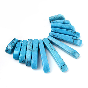 Synthetic Turquoise Pendants Sets, Graduated Pendants Beads, Rectangle, 11~30x4~5x4mm, Hole: 1mm, 13pcs/set