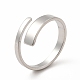 304 Stainless Steel Rectangle Open Cuff Ring for Women(RJEW-B027-02P)-1