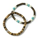 2Pcs 2 Style Synthetic Turquoise Round & Natural Coconut Disc Beaded Stretch Bracelets Set(BJEW-JB09807)-5