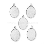 Tibetan Style Oval Alloy Big Pendant Cabochon Settings, Plain Edge Bezel Cups, Cadmium Free & Lead Free, Antique Silver, Tray: 40x30mm, 51.5x33x3mm, Hole: 7x4mm(X-TIBEP-Q045-051AS-RS)