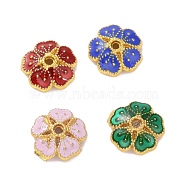 Alloy Enamel Bead Caps, Cadmium Free & Lead Free, Long-Lasting Plated, Golden, Flower, Mixed Color, 8x2.6mm, Hole: 1mm(ENAM-D027-01B-G)