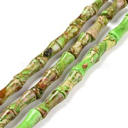 Natural Imperial Jasper Beads Strands, Dyed, Bamboo Stick, Yellow Green, 12x5mm, Hole: 0.5mm, about 34pcs/strand, 15.94''(40.5cm)(G-P475-01H)