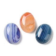 Natural Striped Agate/Banded Agate Cabochons, Dyed & Heated, Oval, Mixed Color, 18~18.5x13~13.5x6mm(G-H296-01B)
