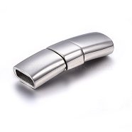 304 Stainless Steel Fold Over Clasps, Curved Rectangle, Stainless Steel Color, 22x8x4.5mm, Hole: 2.5x6mm(STAS-E440-87B-P)