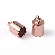 Ion Plating(IP) 304 Stainless Steel Cord End, End Caps, Column, Rose Gold, 10x6mm, Hole: 2mm, Inner Diameter: 5mm(STAS-O091-C-01RG)