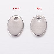 Original Color Flat Oval Stamping Blank Tag Charms 201 Stainless Steel Pendants, 7x5x0.6mm, Hole: 1mm(X-STAS-Q064)
