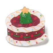 Christmas Theme Acrylic Brooch, with 201 Stainless Steel Pin, Cake, Food, 26.5x27x7mm(JEWB-E024-01P-05)