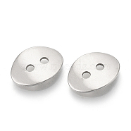 201 Stainless Steel Buttons, 2-Hole, Oval, Stainless Steel Color, 14x11x2mm, Hole: 1.8mm(STAS-T047-07)