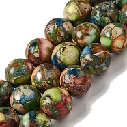 Dyed Natural Imperial Jasper Beads Strands, Round, Colorful, 12mm, Hole: 1.4mm, about 34pcs/strand, 16.22''(41.2cm)(G-Q161-A02-05)