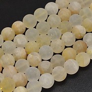 Natural Yellow Hematoid Quartz Beads Strands, Ferruginous Quartz, Round, 8~8.5mm, Hole: 1mm, about 46~49pcs/strand, 15.7 inch(G-K068-08-8mm-1)