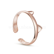 TINYSAND Cute and Delicate Cat Ears 925 Sterling Silver Cuff Rings, Open Rings, Rose Gold, 17.2x6.13mm(TS-R389-RG)