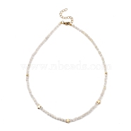 Natural Rainbow Moonstone Beaded Necklaces, with Round & Star Brass Beads and 304 Stainless Steel Lobster Claw Clasps, 16.54 inch(42cm)(NJEW-JN02985-01)