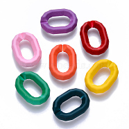 Opaque Spray Painted Acrylic Linking Rings, Quick Link Connectors, for Cable Chains Making, Faceted, Oval, Mixed Color, 25x18x9mm, Inner Diameter: 15x8mm(X-OACR-S036-008A-I)