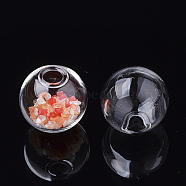 Round Handmade Blown Glass Globe Ball Bottles, for Glass Vial Pendants Making, Clear, 17~18x16~17mm, Hole: 5~6mm(BLOW-R002-18mm-01)