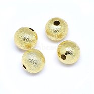 Brass Beads, Round, Real 18K Gold Plated, 8x7mm, Hole: 2mm(KK-F764-17G-8mm)