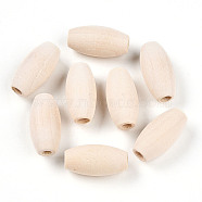 Unfinished Wood Beads, Natural Wooden Beads, Oval, Lead Free, Old Lace, 19~20x9~10mm, Hole: 3~4mm(WOOD-S650-85-01-LF)