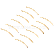Elite 30Pcs Eco-Friendly Brass Curved Tube Beads, Curved Tube Noodle Beads, Lead Free & Nickel Free & Cadmium Free, Real 14K Gold Plated, 30x2mm, Hole: 1.5mm(KK-PH0002-21G-NR)