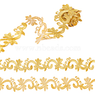 Computerized Embroidery Cloth Iron On/Sew On Patches, Costume Accessories, Appliques, Floral Pattern, Gold, 45x1.5mm(DIY-WH0401-18A)