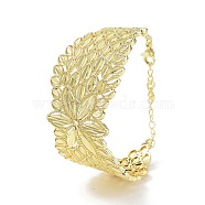 Rack Plating Brass Vintage Court Hollowed-out Flower Design Cuff Bangles for Women, Lead Free & Cadmium Free, Real 18K Gold Plated, 1-3/8 inch(3.45cm), Inner Diameter: 2-1/8 inch(5.4cm)(BJEW-D032-07G)