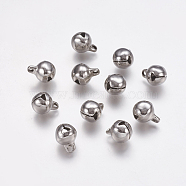 304 Stainless Steel Bell charms, Stainless Steel Color, 13x10mm, Hole: 2mm(X-STAS-L021-07C)