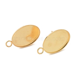 304 Stainless Steel Stud Earring, Oval, Real 18K Gold Plated, 18x11mm, Hole: 2mm, Pin: 0.7x11mm(STAS-C117-07G)