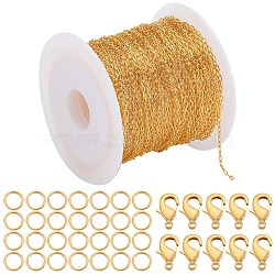 SOFPLATE DIY Brass Cable Chains Bracelet Necklace Making Kit, Jewelry Set, Golden, 2.5~12x1~7x0.5~3mm(DIY-SP0001-12G)