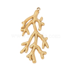 304 Stainless Steel Pendants, Ion Plating(IP), Marine Organism Charm, Real 18K Gold Plated, Coral, 47x22x2mm, Hole: 2mm(STAS-C121-46B-G)