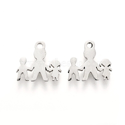 304 Stainless Steel Charms, Laser Cut, Family, Stainless Steel Color, 9.5x9.5x1mm, Hole: 1.2mm(STAS-I151-38P)