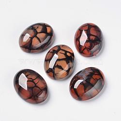 Natural Dragon Veins Cabochons, Flat Back, Oval, Dyed, FireBrick, 20x15x6.5mm(G-F296-07-15x20mm)