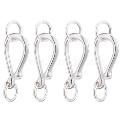 4 Sets 925 Sterling Silver S Shape Clasps, S-Hooks, Silver, 15x8mm, Hole: 4~4.5mm(STER-CA0001-04)