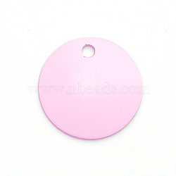 Colored Aluminum Pendants, Laser Cut, Double Sided Dog Pet Name Phone Number ID Tag Charm, Flat Round, Pearl Pink, 30x1mm, Hole: 3.5mm(ALUM-S018-JA633-3)