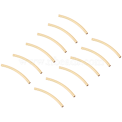 Elite 30Pcs Eco-Friendly Brass Curved Tube Beads, Curved Tube Noodle Beads, Lead Free & Nickel Free & Cadmium Free, Real 14K Gold Plated, 30x2mm, Hole: 1.5mm(KK-PH0002-21G-NR)
