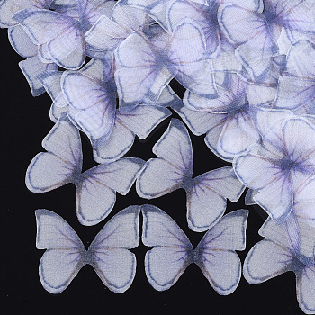 Organza Fabric, For DIY Jewelry Making Crafts, Butterfly, Lilac, 36x42mm