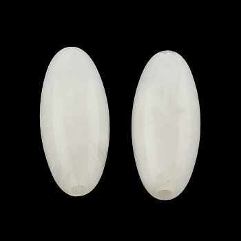 Oval Imitation Gemstone Acrylic Beads, White, 31x12mm, Hole: 3mm, about 170pcs/500g