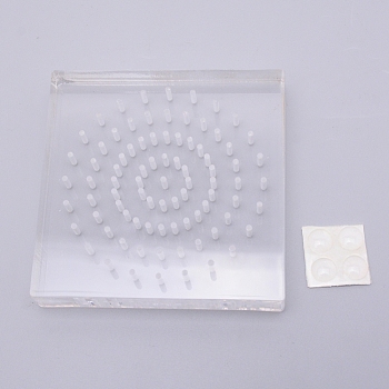 Acrylic Transparent Chassis, Sqaure, 85-hole, with Glue Stickers, Clear, 10x10x1.7cm, Hole: 0.2cm