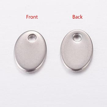 Original Color Flat Oval Stamping Blank Tag Charms 201 Stainless Steel Pendants, 7x5x0.6mm, Hole: 1mm