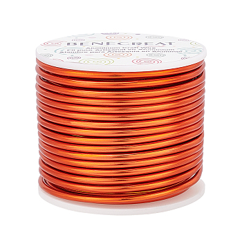 Round Aluminum Wire, Orange Red, 9 Gauge, 3mm, about 55.77 Feet(17m)/roll