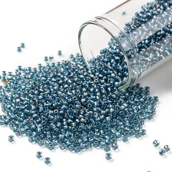 TOHO Round Seed Beads, Japanese Seed Beads, (275) Inside Color AB Crystal/Teal Lined, 11/0, 2.2mm, Hole: 0.8mm, about 1110pcs/bottle, 10g/bottle