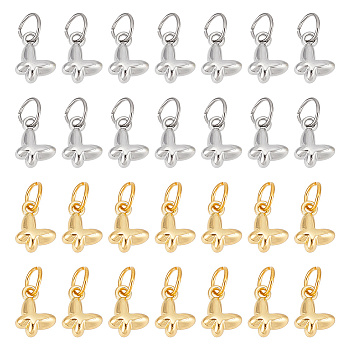 28Pcs 2 Colors Alloy Charms, with 304 Stainless Steel Jump Rings, Butterfly, Platinum & Golden, 7.5x9x5mm, Jump Ring: 6x0.8mm, Inner Diameter: 4.4mm, 14pcs/color