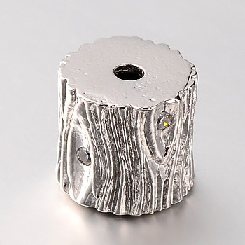 Brass Micro Pave Cubic Zirconia Column Beads, Cadmium Free & Lead Free, Clear, Platinum, 9x10mm, Hole: 2mm