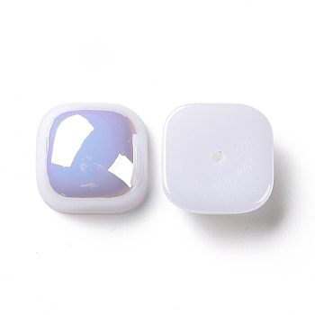 ABS Plastic Imitation Pearl, AB Color Plated, Square, White, 14x14x6.5mm, Hole: 1.4mm